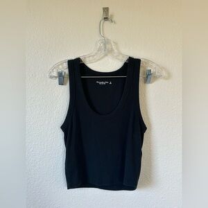 Abercrombie & Fitch Soft A&F Rib Black Cropped Top Scoop Neck Size M